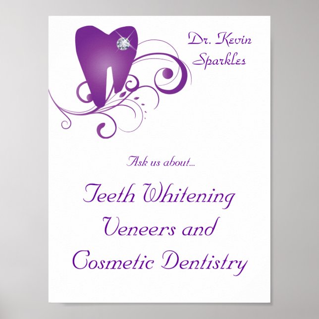 Poster Dentiste Logo Dent Purple Swirls Diamant (Devant)