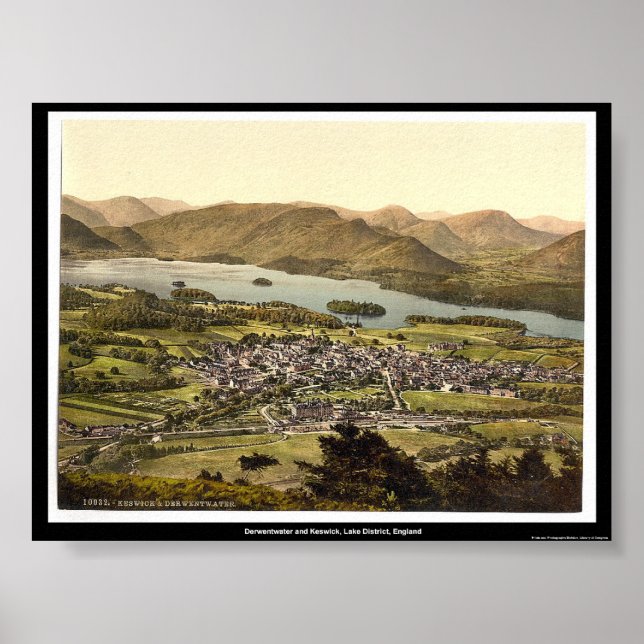 Poster Derwentwater et Keswick, Lake District, Angleterre (Devant)