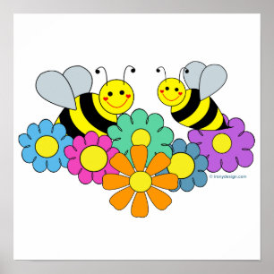 Poster des abeilles et des fleurs