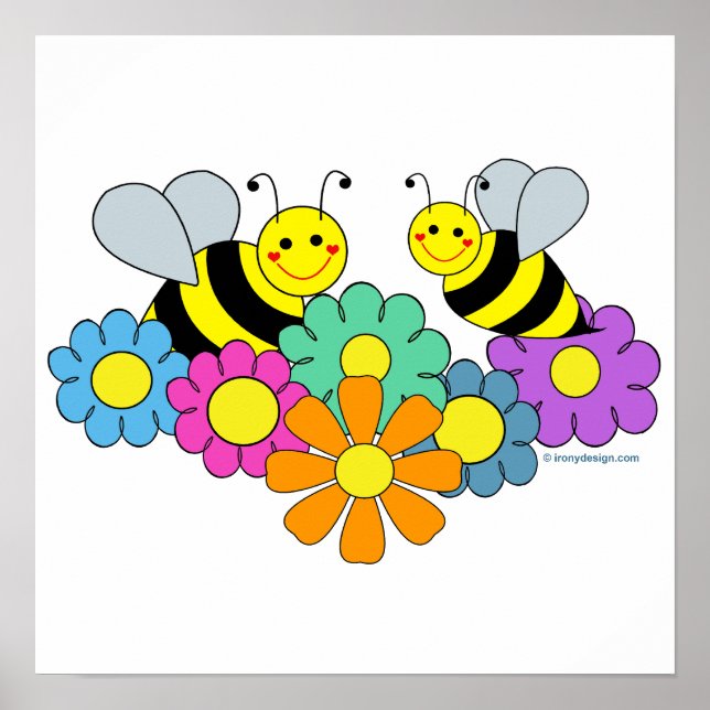 Poster des abeilles et des fleurs (Devant)