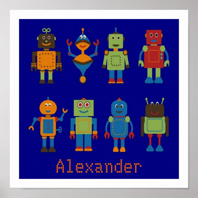 Poster des amis robots personnalisés pour enfants (Devant)