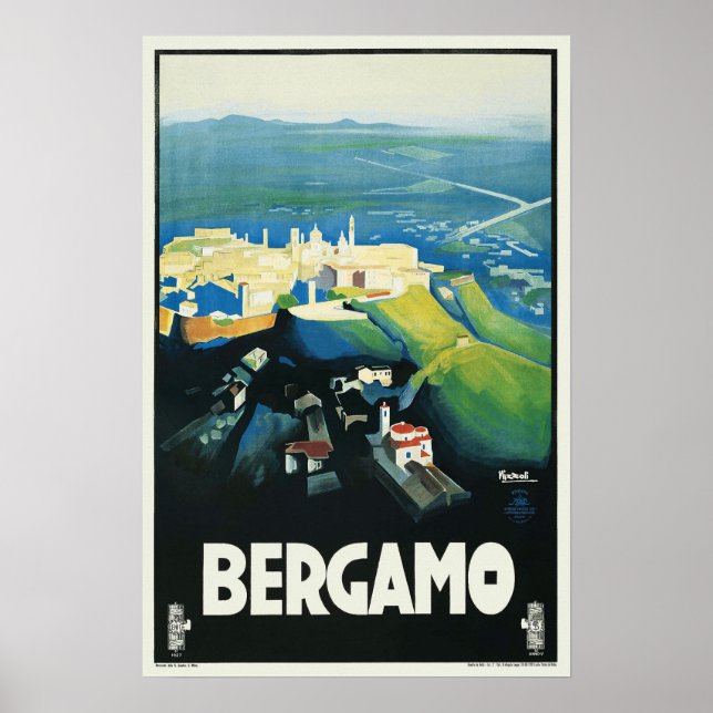 Poster des annonces de voyage vintage Bergamo Ital (Devant)