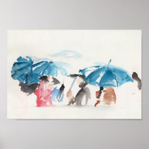 Poster des aquarelles originales des parapluies