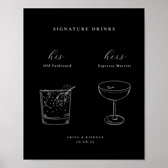 Poster des boissons de signature minimaliste (Devant)