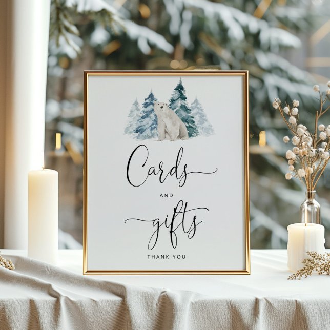 Poster des cartes d'ours polaires et des cadeaux (Créateur téléchargé)