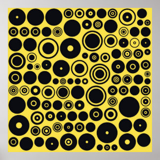 Poster des cercles rétrogrades jaunes, noirs