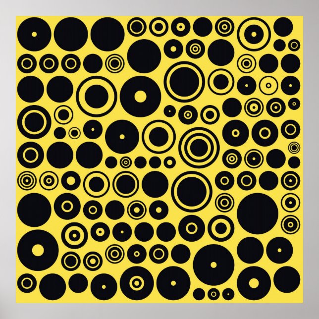 Poster des cercles rétrogrades jaunes, noirs (Devant)