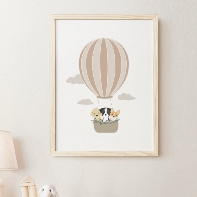 Poster des chiens de balloon à air chaud Boho Nurs (Créateur téléchargé)