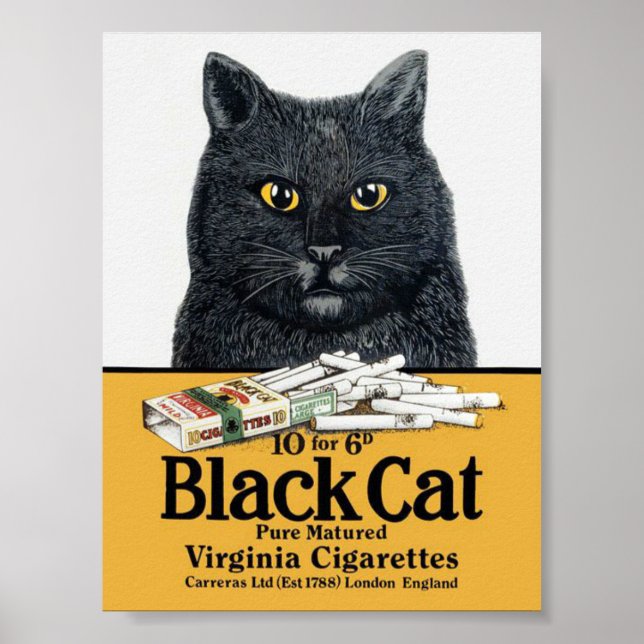 Poster des cigarettes en chat noir (Devant)