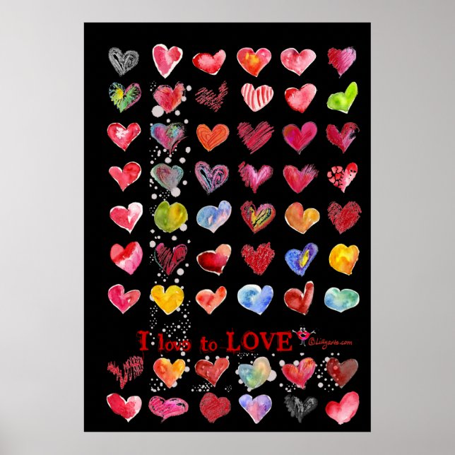 Poster des Coeurs de Saint Valentin en noir (Devant)