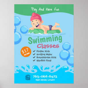 Poster des cours de natation pour enfants
