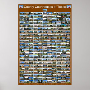 Poster des cours du comté de Texas (vertical brun)