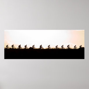 Poster Des cyclistes sur VTT franchissent le barrage