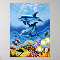 Poster des dauphins dans l'océan