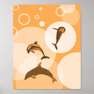 Poster des dauphins de saut Orange Fun
