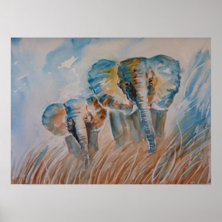 Poster des éléphants bleus