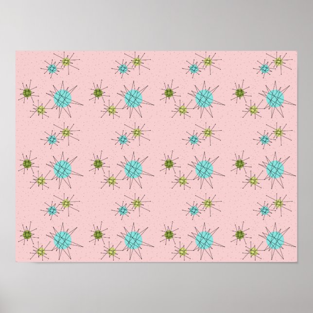Poster des étoiles atomiques rose (Devant)