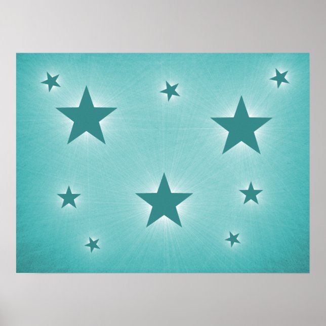 Poster des étoiles turquoises dans le ciel nocturn (Devant)