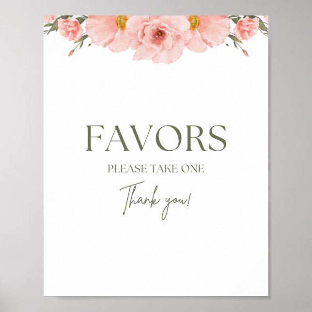 Poster des Faveurs du Baby shower Floral de Pêche (Devant)