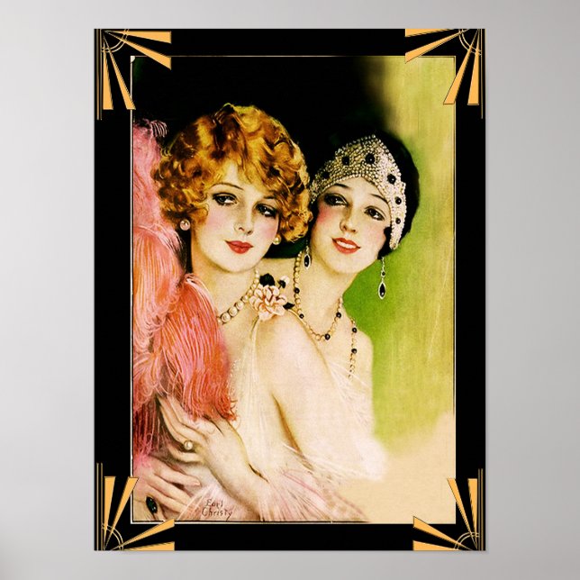 Poster des femmes Art Déco Flapper. (Devant)