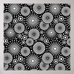 Poster des fleurs blanches rétros