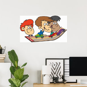 Poster Des Garçons Et Des Voitures De Course Modèl