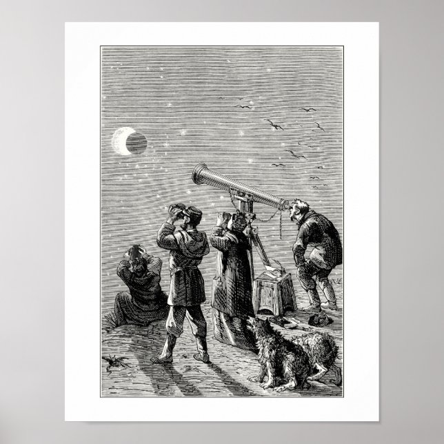 Poster Des gens regardent une éclipse solaire (Devant)