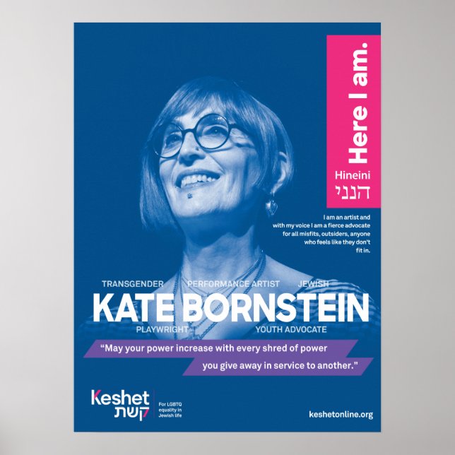 Poster des héros juifs LGBTQ - Kate Bornstein (Devant)