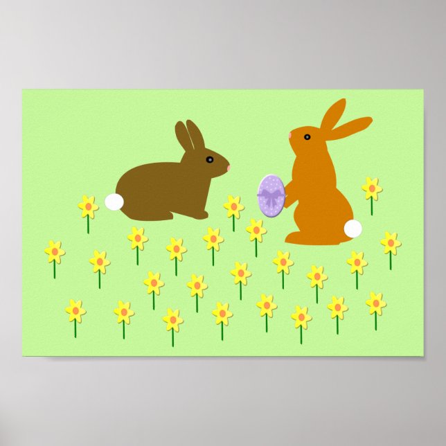 Poster des lapins et des jonquilles de Pâques (Devant)