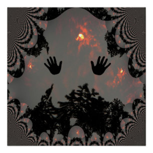 Poster Des mains dansantes dans le ciel enflammé....