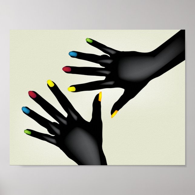 Poster des mains noires avec ongles peints (Devant)