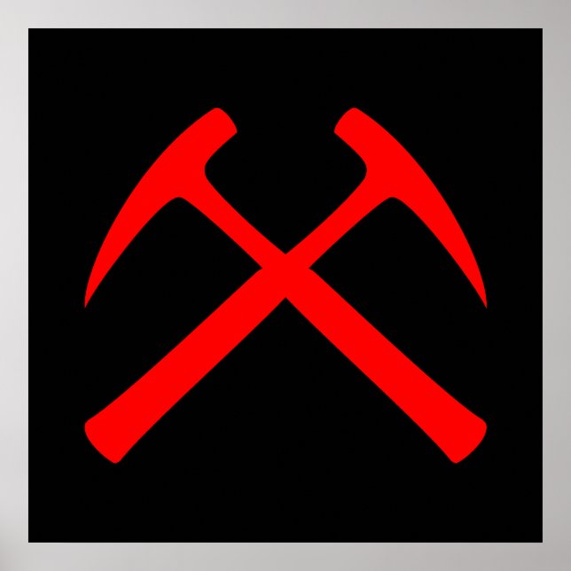 Poster des marteaux de roche croisés rouges (Devant)