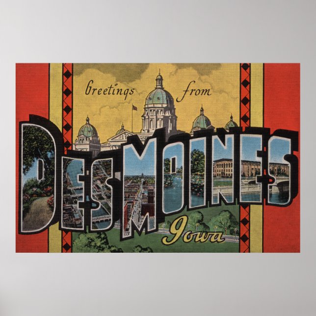 Poster Des Moines, Iowa - Grandes scènes de lettres (Devant)