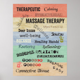 Poster des mots de massage thérapeutique