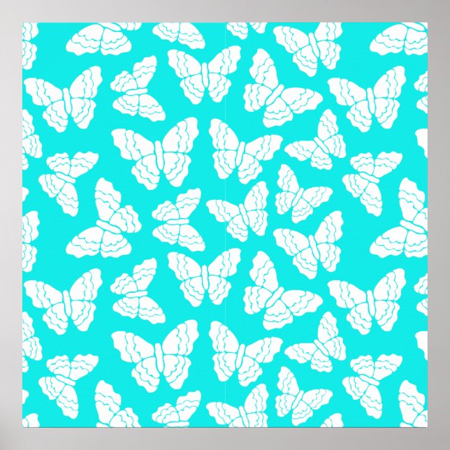 Poster des papillons turquoise (Devant)