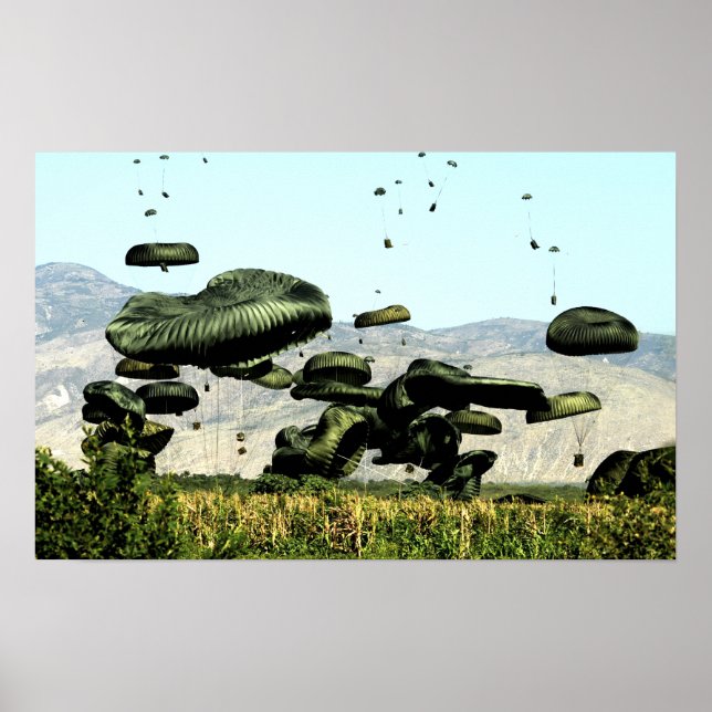 Poster Des paquets de nourriture et d'eau sont livrés par (Devant)