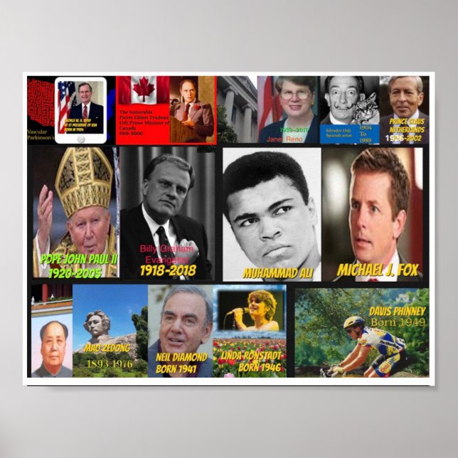 Poster des patients célèbres de Parkinson (Devant)