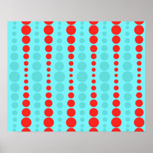 Poster des points rouges et turquoise rétro