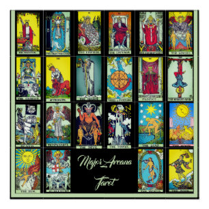 Poster des principales cartes Arcana Tarot