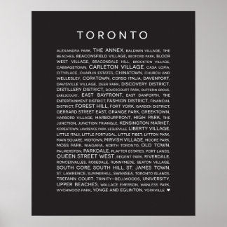 Poster des quartiers de Toronto - noir et blanc
