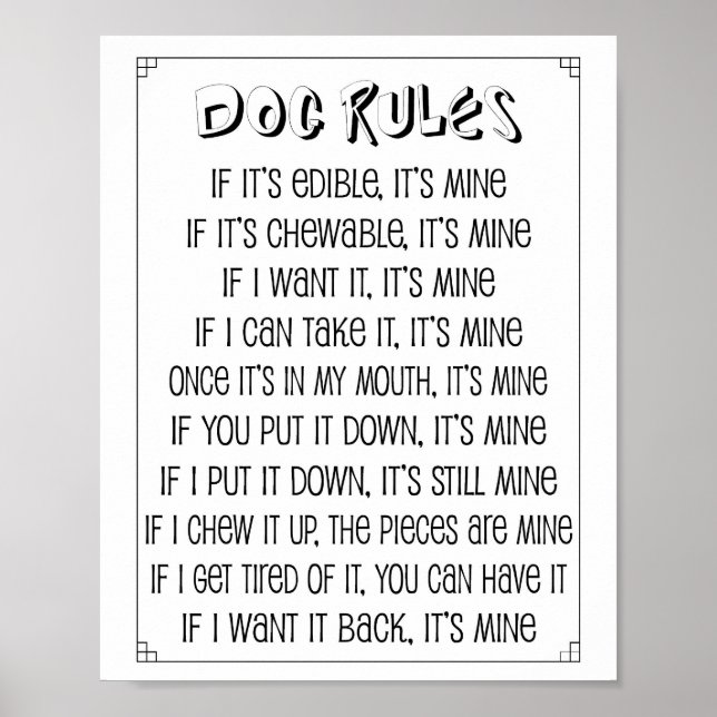 Poster des règles de chien (Devant)