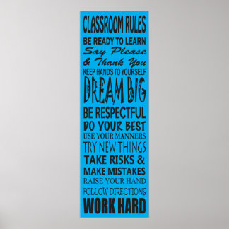 Poster des règles de classe (bleu), 12 po x 36 po