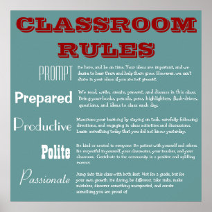 Poster des règles de classe de 5 P