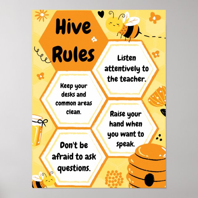 Poster des règles de la classe des abeilles jaunes (Devant)