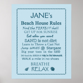 Poster des Règles de la Maison de Plage Personnali