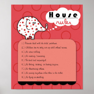 Poster des Règles de la Maison des Eléphants Pinki