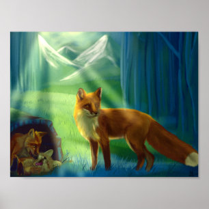 Poster des renards dans la forêt
