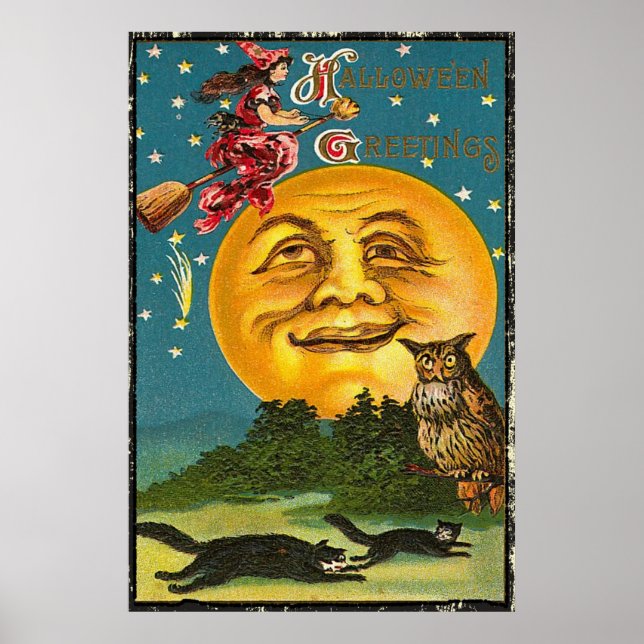 Poster des salutations Vintages d'Halloween (Devant)