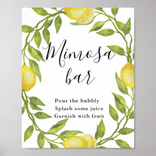 Poster des signes de citrons en fleurs de verdure