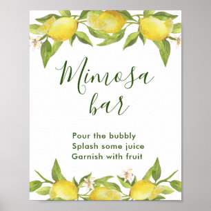 Poster des signes de citrons en fleurs de verdure